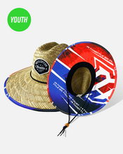 Load image into Gallery viewer, Youth Fireworks Straw Hat - Red, White and Blue