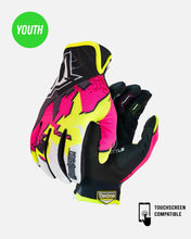 Load image into Gallery viewer, Youth S5 Neon Fracture Riding Glove - Yellow and Pink