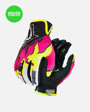 Load image into Gallery viewer, Youth S5 Neon Fracture Riding Glove - Yellow and Pink