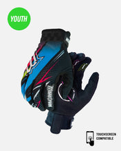 Load image into Gallery viewer, Youth Elite Neon Bolt Riding Glove - Blue and Black