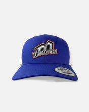 Load image into Gallery viewer, Corp M Trucker Hat - Blue and White