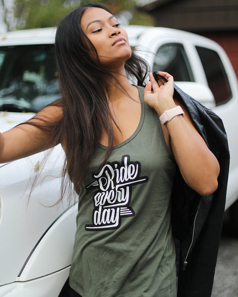 WOMENS RIDE EVERY DAY TANK - MILITARY GREEN