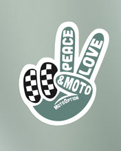 Load image into Gallery viewer, Womens Peace Love Moto Hoodie - Sage Green