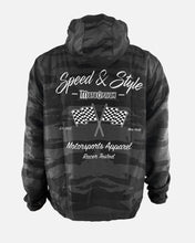 Load image into Gallery viewer, Speed and Style Windbreaker Jacket - Black Camo