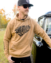 Load image into Gallery viewer, Wave the Flag Vintage Wash Hoodie - Coyote Brown