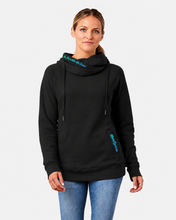 Load image into Gallery viewer, Womens Script Funnel Neck Hoodie - Black
