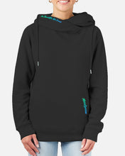 Load image into Gallery viewer, Womens Script Funnel Neck Hoodie - Black
