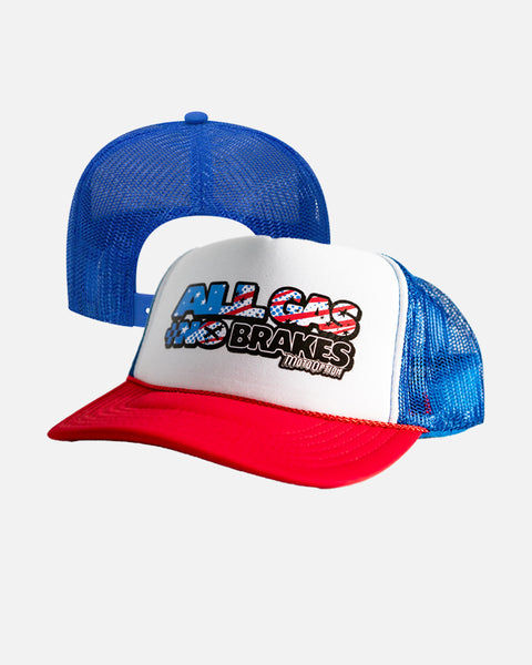 All Gas No Brakes Foam Trucker Hat - Red, White & Blue