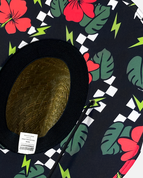 Aloha Straw Hat - Green, Red and Black