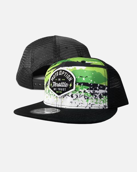 Arctic Stunner Premium Flat Brim Trucker Hat - Black and Green