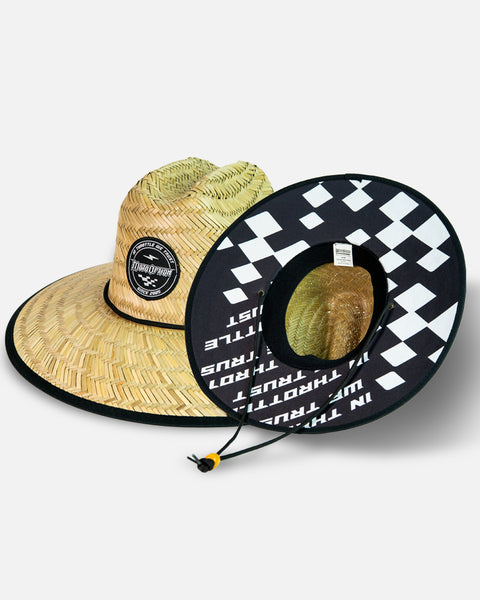 Checkerz Straw Hat - Black and White