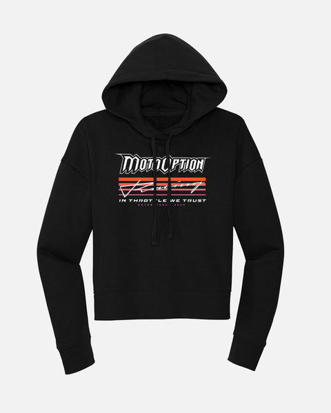 Womens Echo Racing Cropped Hoodie - Black