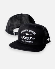 Load image into Gallery viewer, Fast Feeling Premium Flat Brim Trucker - Black
