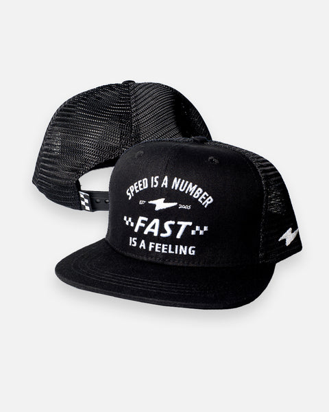 Fast Feeling Premium Flat Brim Trucker - Black