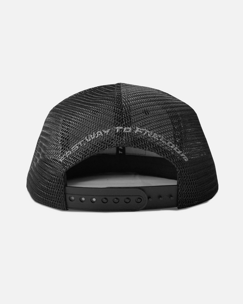 Ghosted Flag Premium Flat Brim Trucker Hat - Black