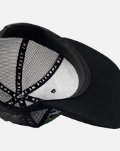Load image into Gallery viewer, Arctic Stunner Premium Flat Brim Trucker Hat - Black and Green
