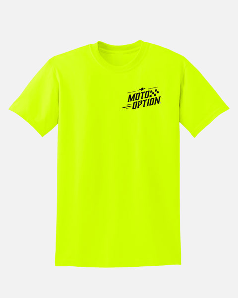 Mens Blue Collar Moto Crew Tee - Safety Green
