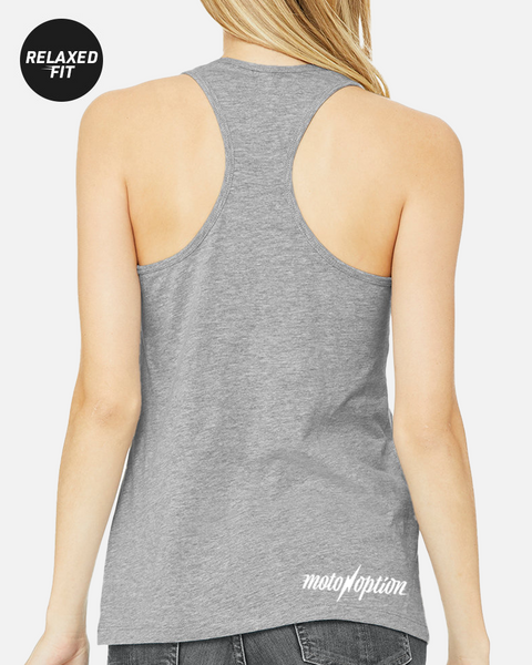 Womens Moto Mom Tank - Heather Gray