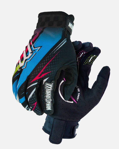 Elite E1 Bolt Riding Glove - Blue and Black