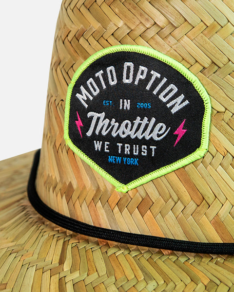 Neon Bolt Straw Hat - Pink, Green and Blue