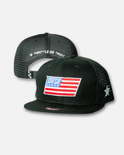 Load image into Gallery viewer, Patriot Premium Flat Brim Trucker Hat - Black
