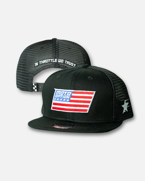 Patriot Premium Flat Brim Trucker Hat - Black