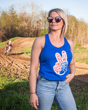 Load image into Gallery viewer, Womens Peace Love &amp; Moto Tank - Blue
