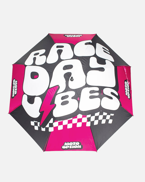Race Day Vibes Umbrella - Black & Pink