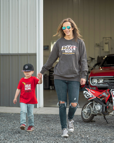 Womens Race Mom Crewneck -  Charcoal