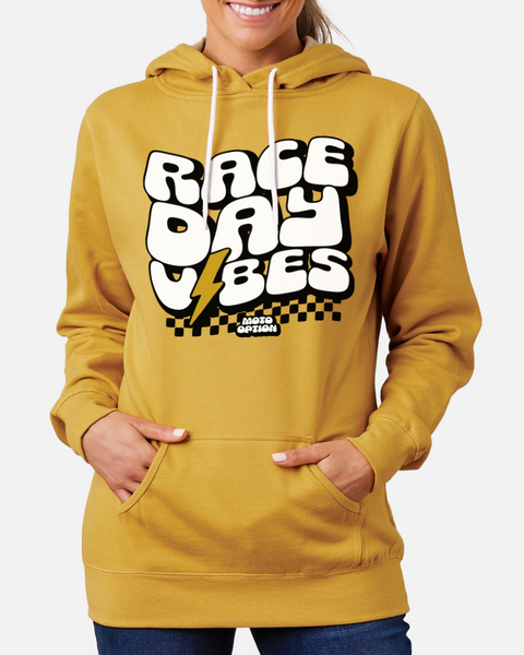 Womens Race Day Vibes Hoodie - Mustard