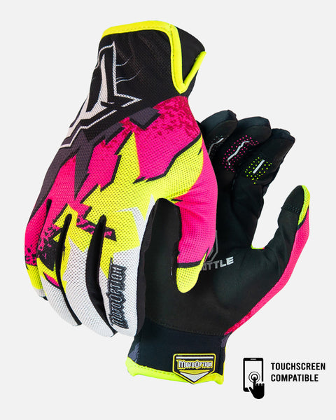 S5 Neon Fracture Riding Glove - Yellow and Pink