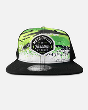 Load image into Gallery viewer, Arctic Stunner Premium Flat Brim Trucker Hat - Black and Green
