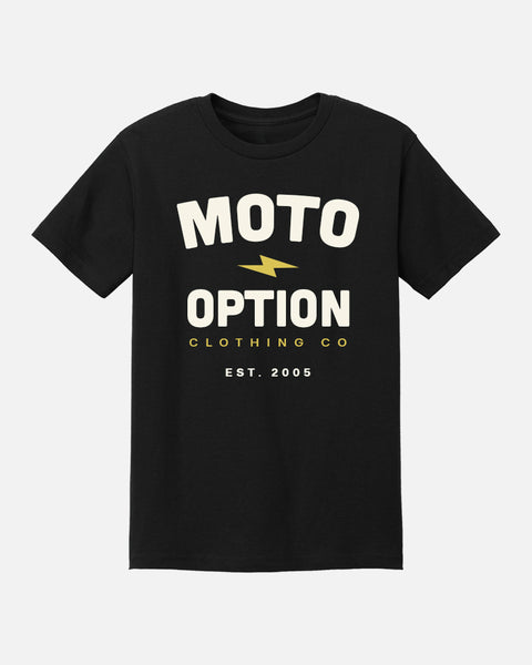 Mens Stack Bolt Tee - Black and Gold