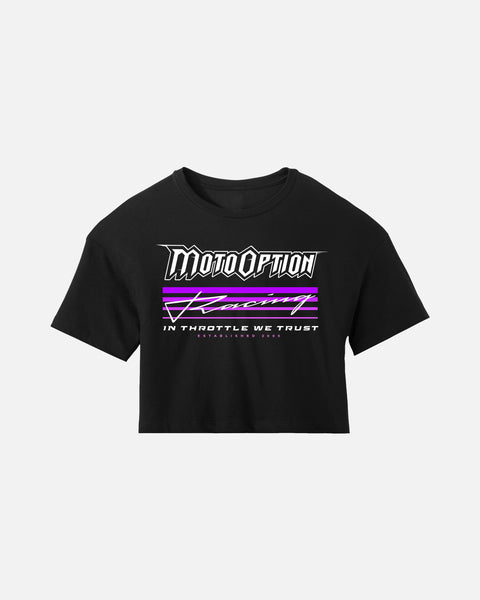 Womens Echo Racing Cropped Tee - Black