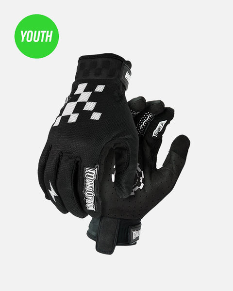 Youth Elite Checkers Riding Glove - Black