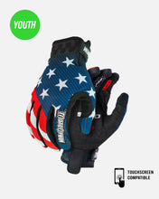 Load image into Gallery viewer, Youth Elite Stars and Stripes Riding Glove - Red, White and Blue

