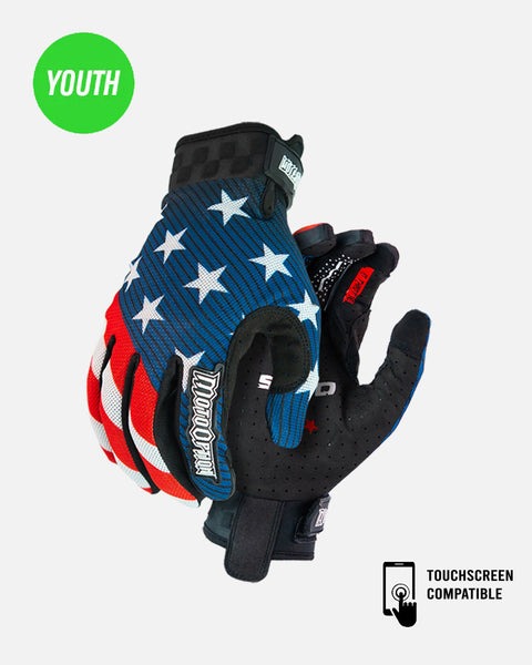 Youth Elite Stars and Stripes Riding Glove - Red, White and Blue