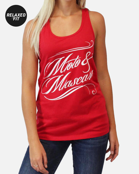 Womens Moto and Mascara Tank - Red