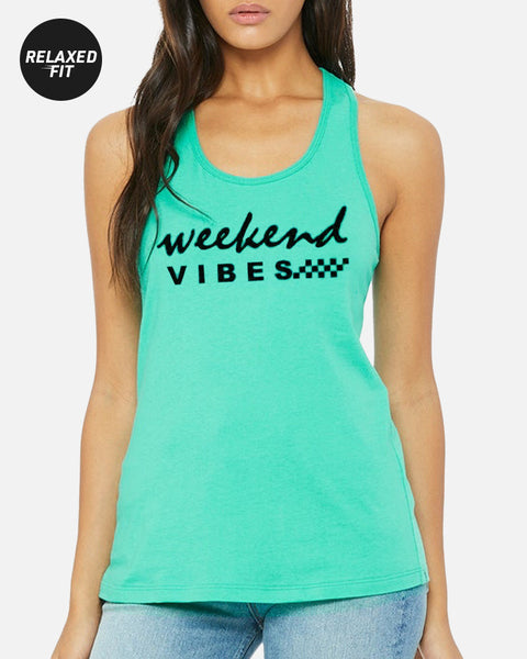 Womens Weekend Vibes Tank - Teal