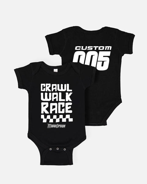 CRAWL WALK RACE PERSONALIZED ONESIE