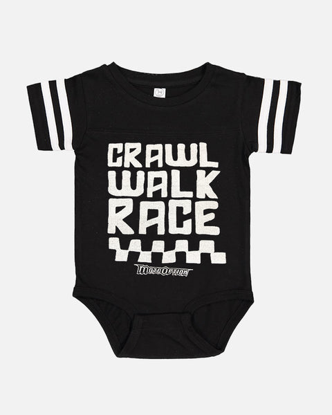 Crawl Walk Race Onesie - Black