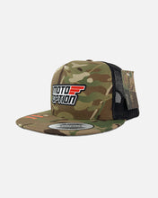 Load image into Gallery viewer, STACKED FLAT BRIM TRUCKER HAT - ARMY CAMO
