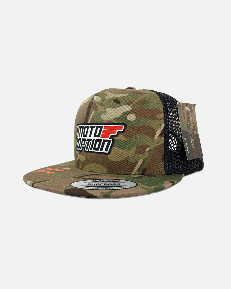 Stacked Flat Brim Trucker Hat - Army Camo