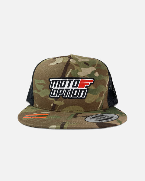 Stacked Flat Brim Trucker Hat - Army Camo