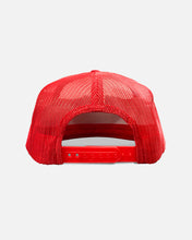 Load image into Gallery viewer, Chaos Flat Brim Trucker Hat - Red and White
