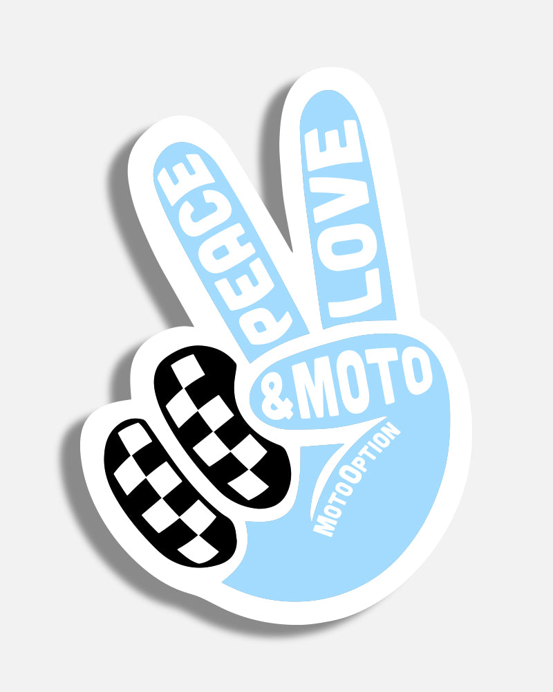 PEACE LOVE MOTO STICKER