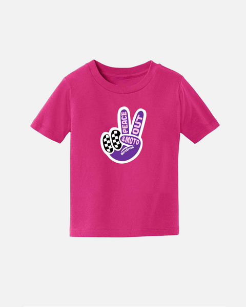 Toddler Peace Love Moto Tee - Pink