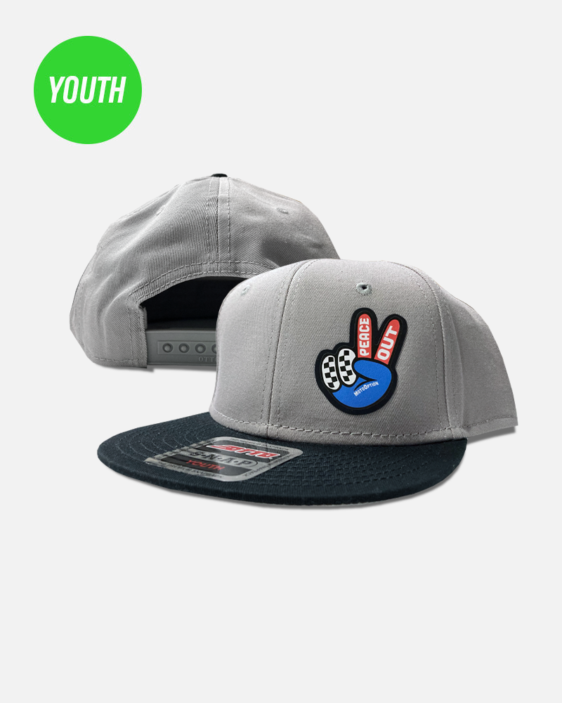 Youth Peace Out Snapback Hat - Gray
