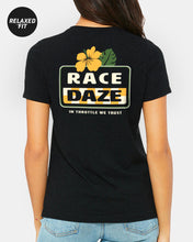 Load image into Gallery viewer, WOMENS RACE DAZE TEE - BLACK HEATHER
