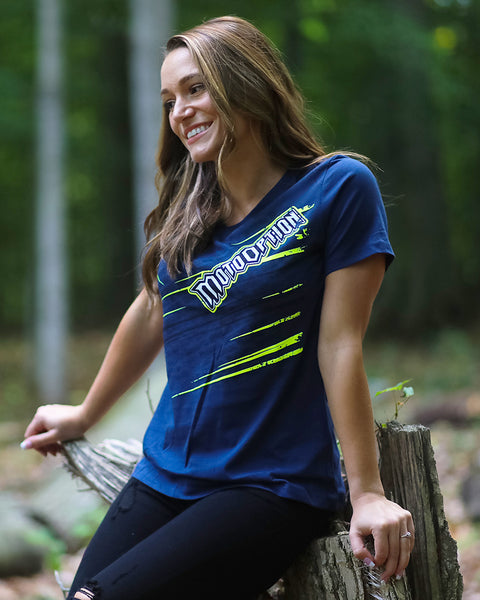WOMENS SLASH ATTACK V-NECK TEE - NAVY